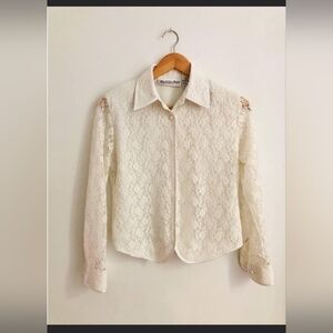 Yves St Clair 1980 White Lace Blouse